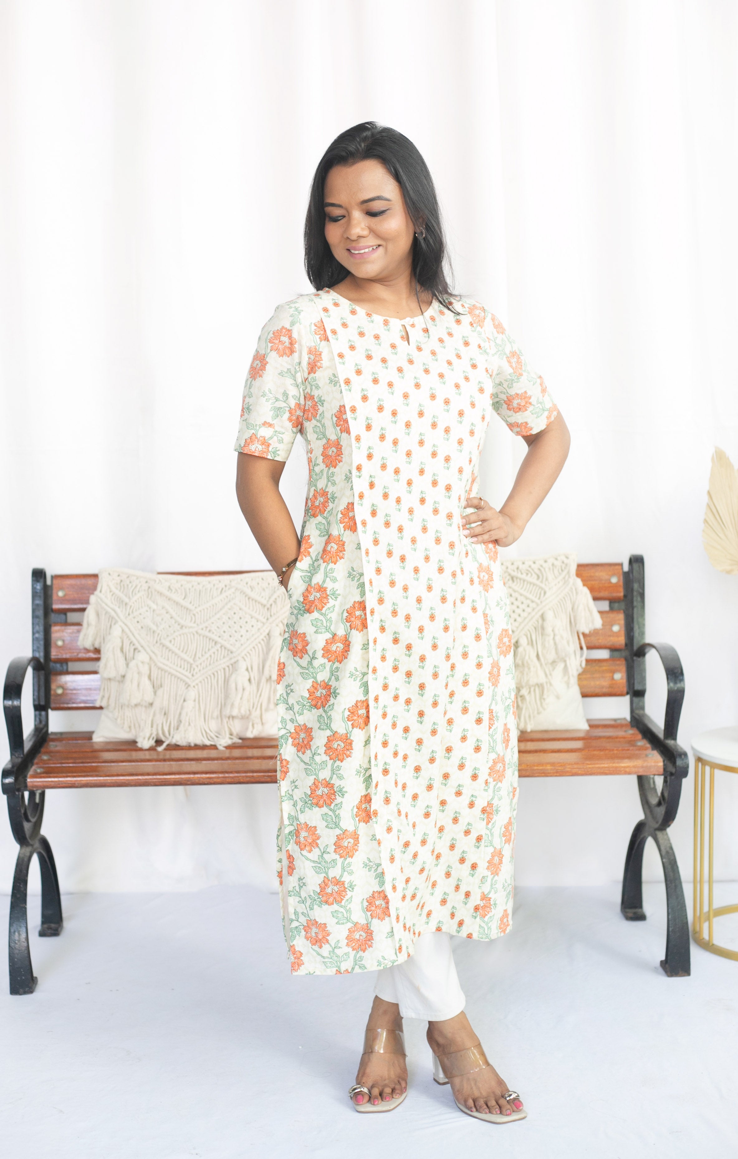 Orange Buds Maternity Feeding Kurta