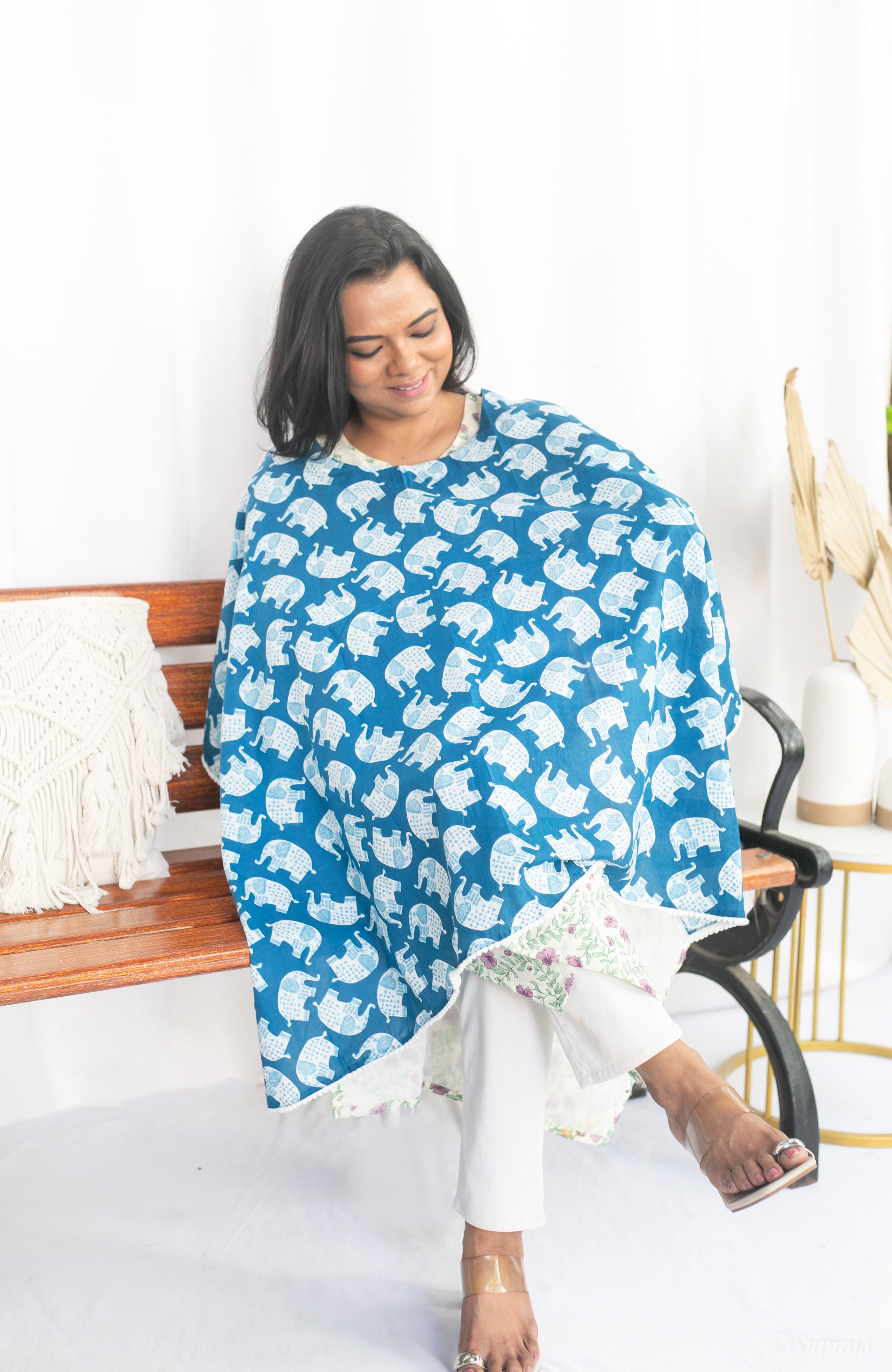 Blue Elephant Feeding Apron