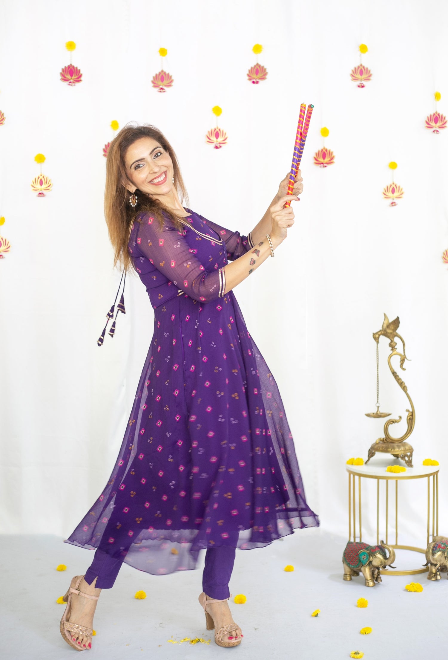 Bandhini Royal Maternity Feeding Anarkali set