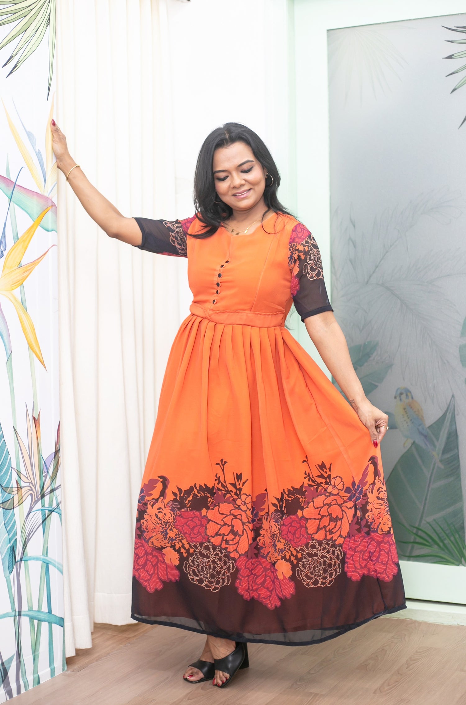 Coral Maternity Feeding Dress