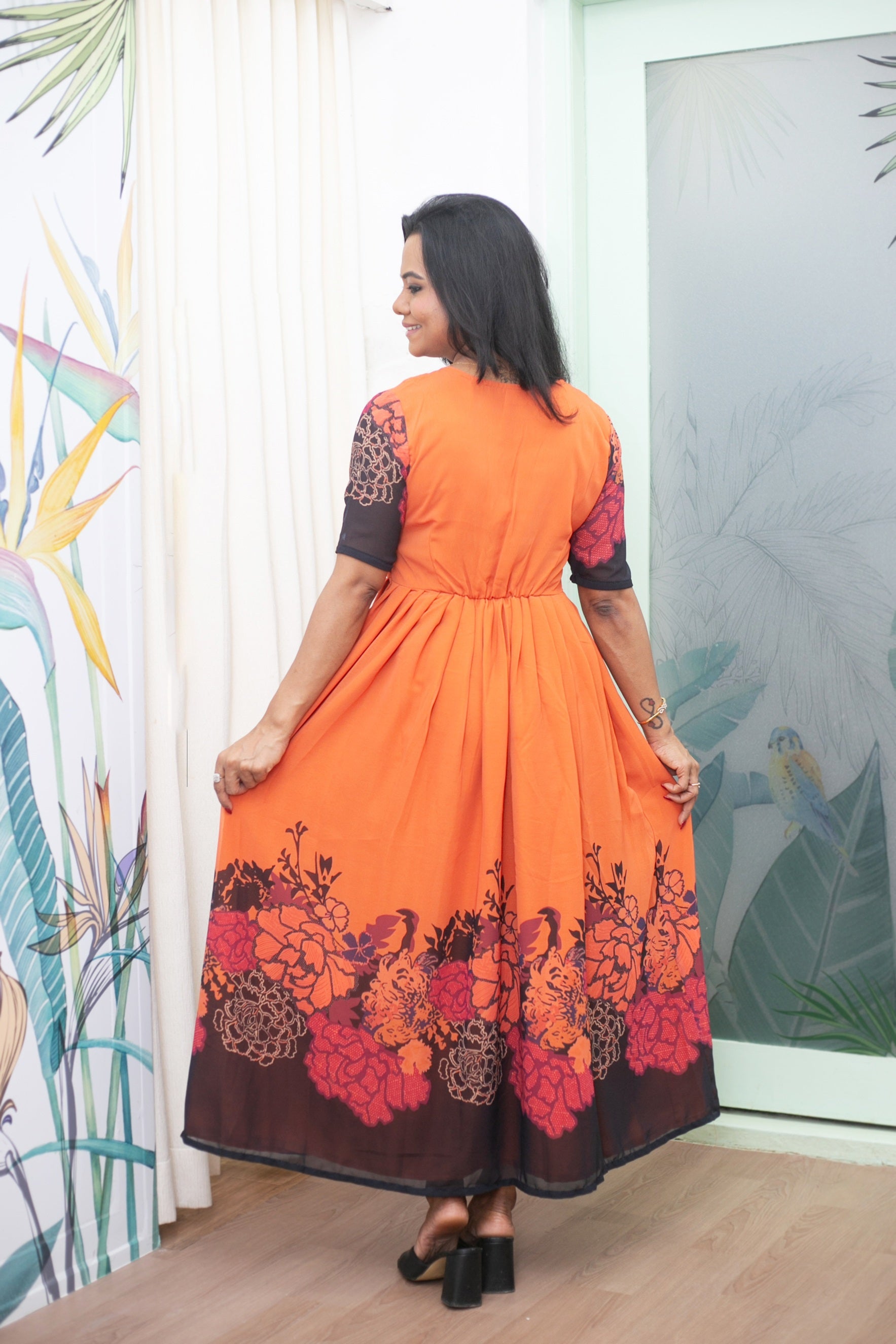 Coral Maternity Feeding Dress