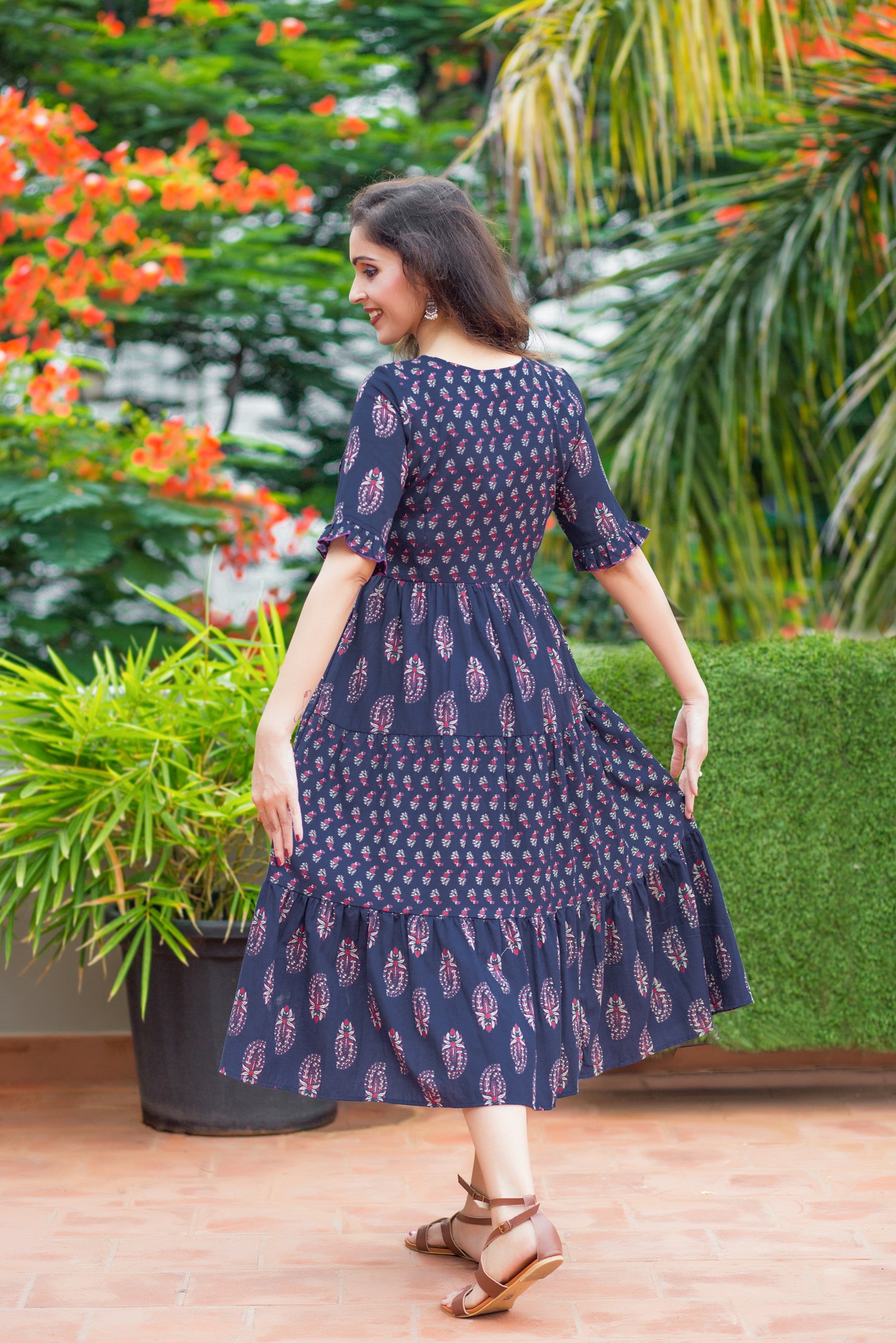 Navy Love Maternity Feeding Dress