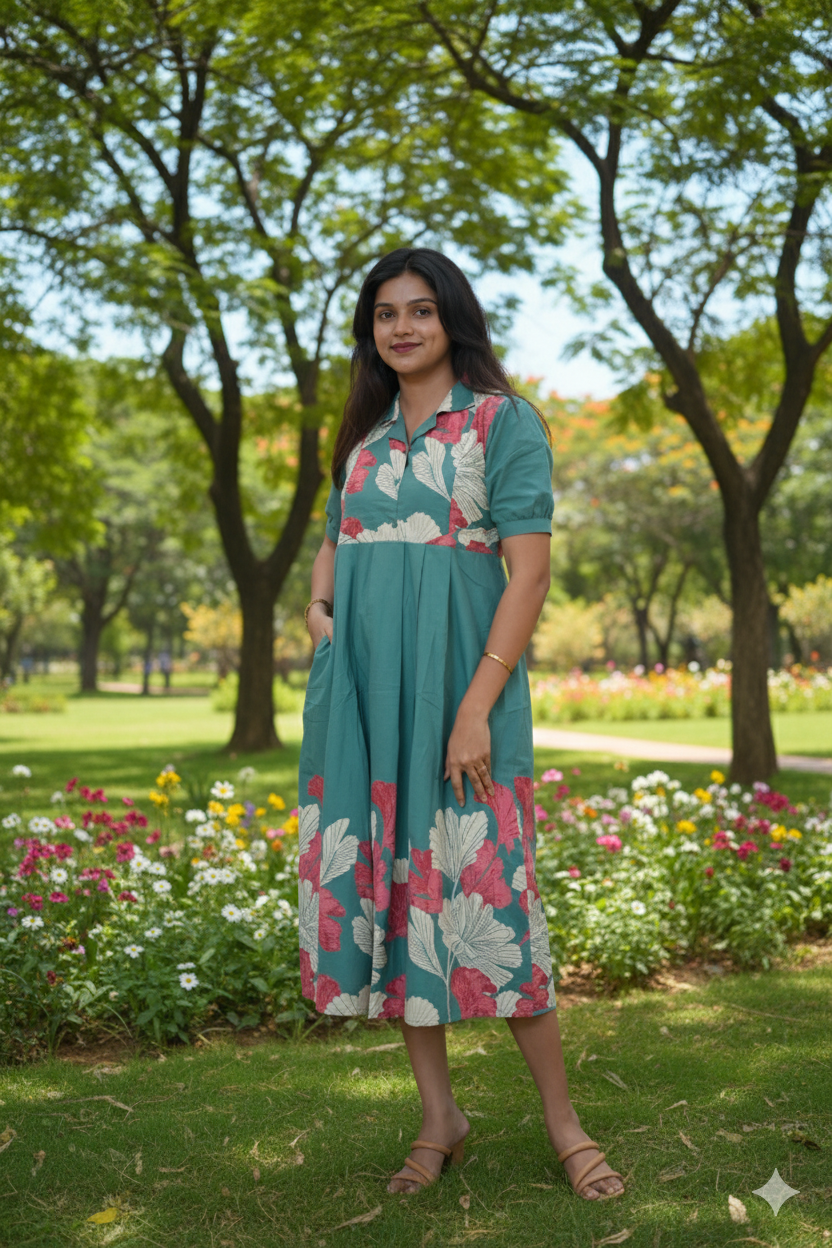 Aquamarine Maternity Feeding Dress