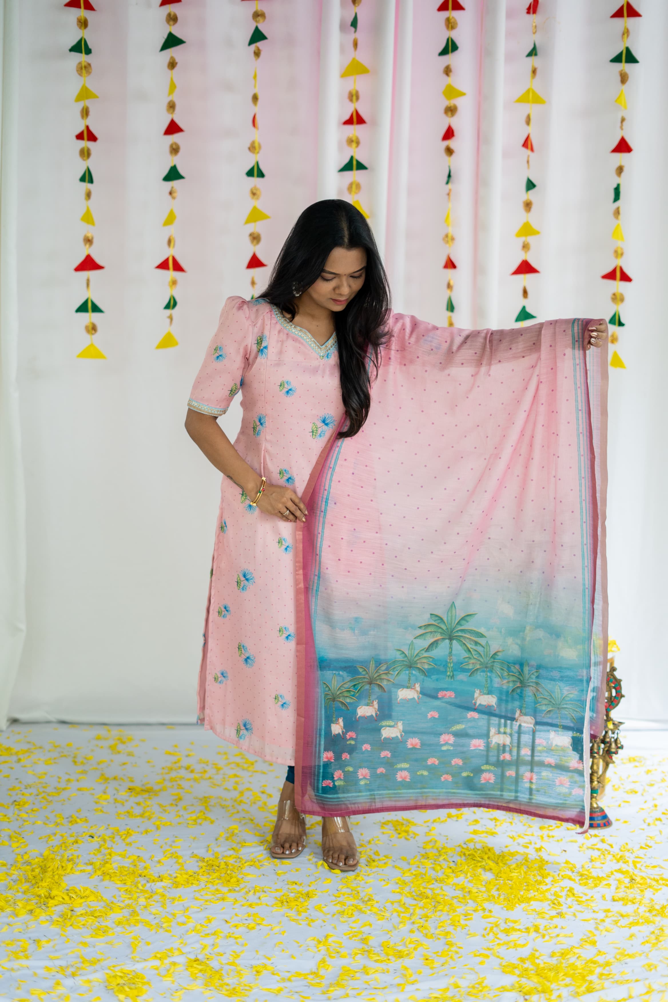 Pichwai Salwar Set ( Top and Dupatta)
