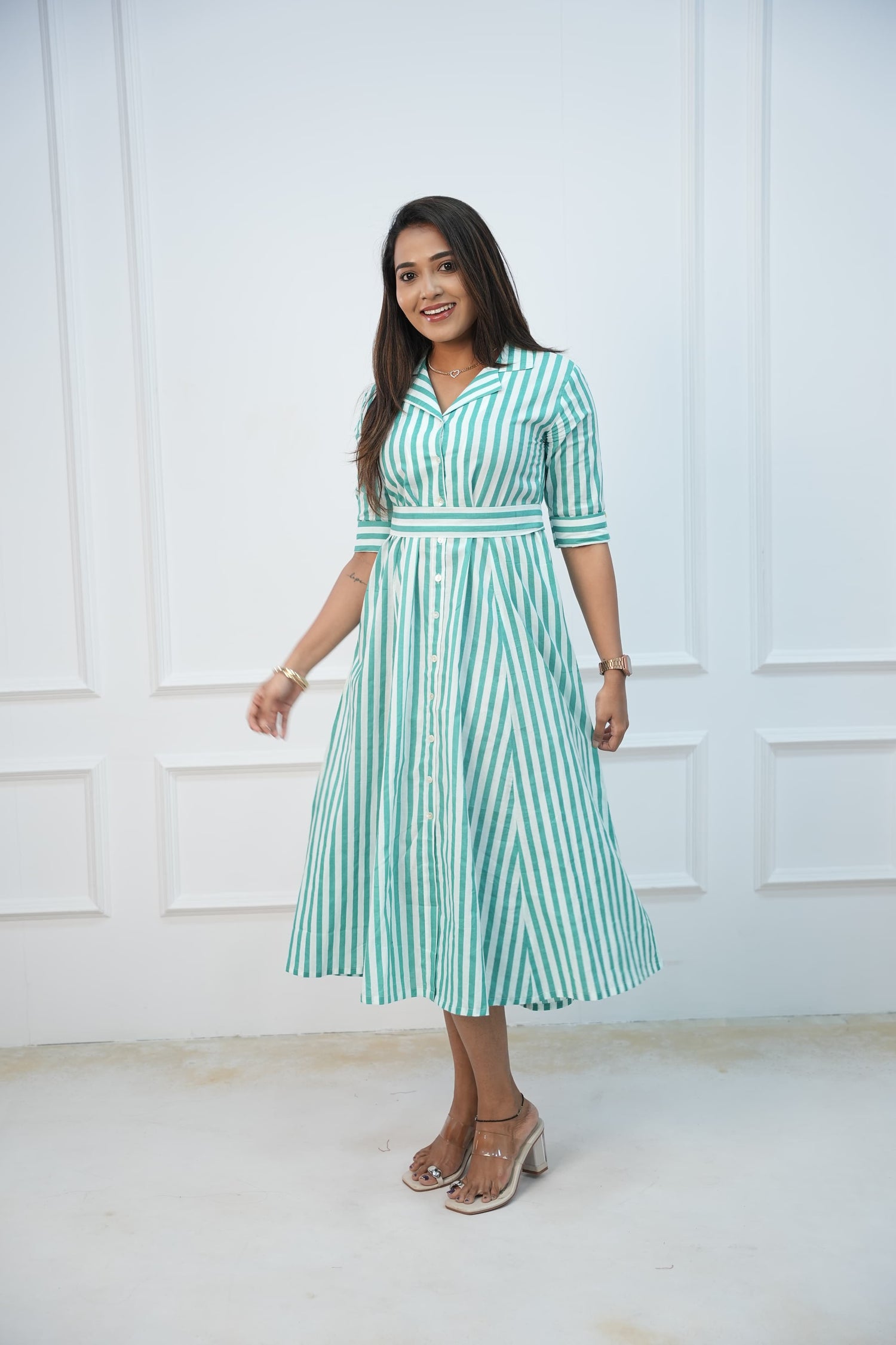 Green Wave Maternity Feeding Frock