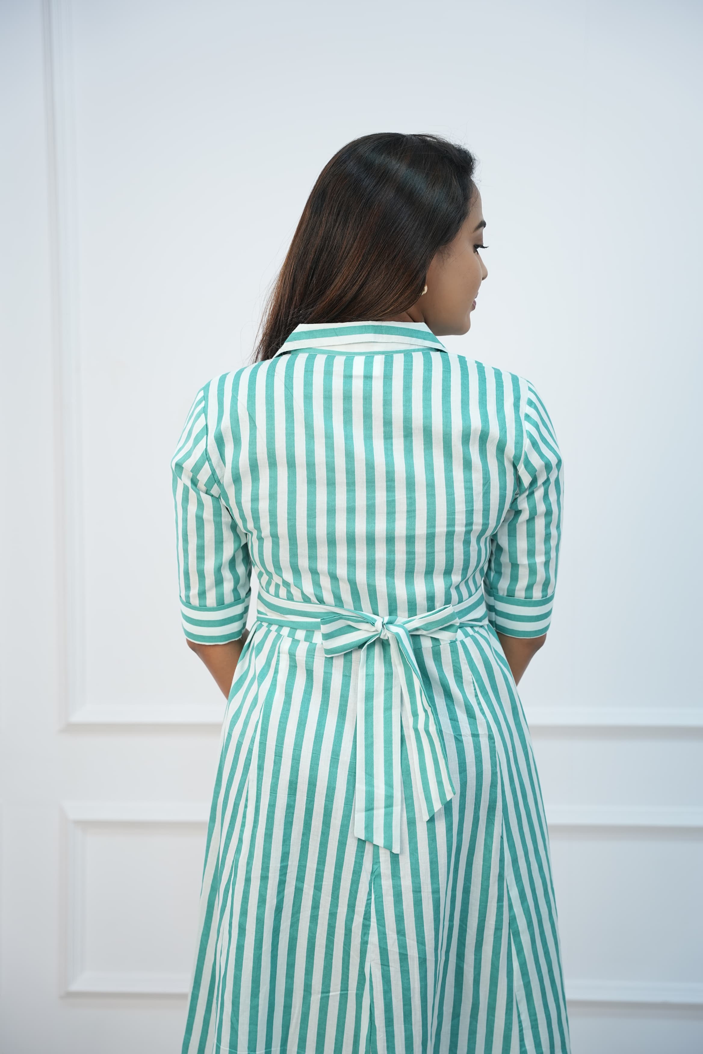 Green Wave Maternity Feeding Frock