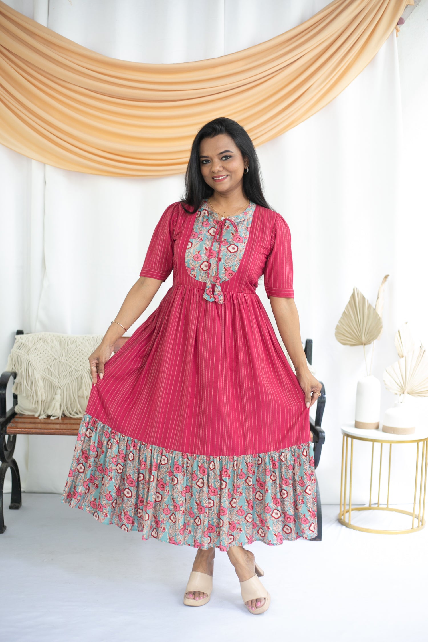 Pretty Pink Maternity Feeding Dress