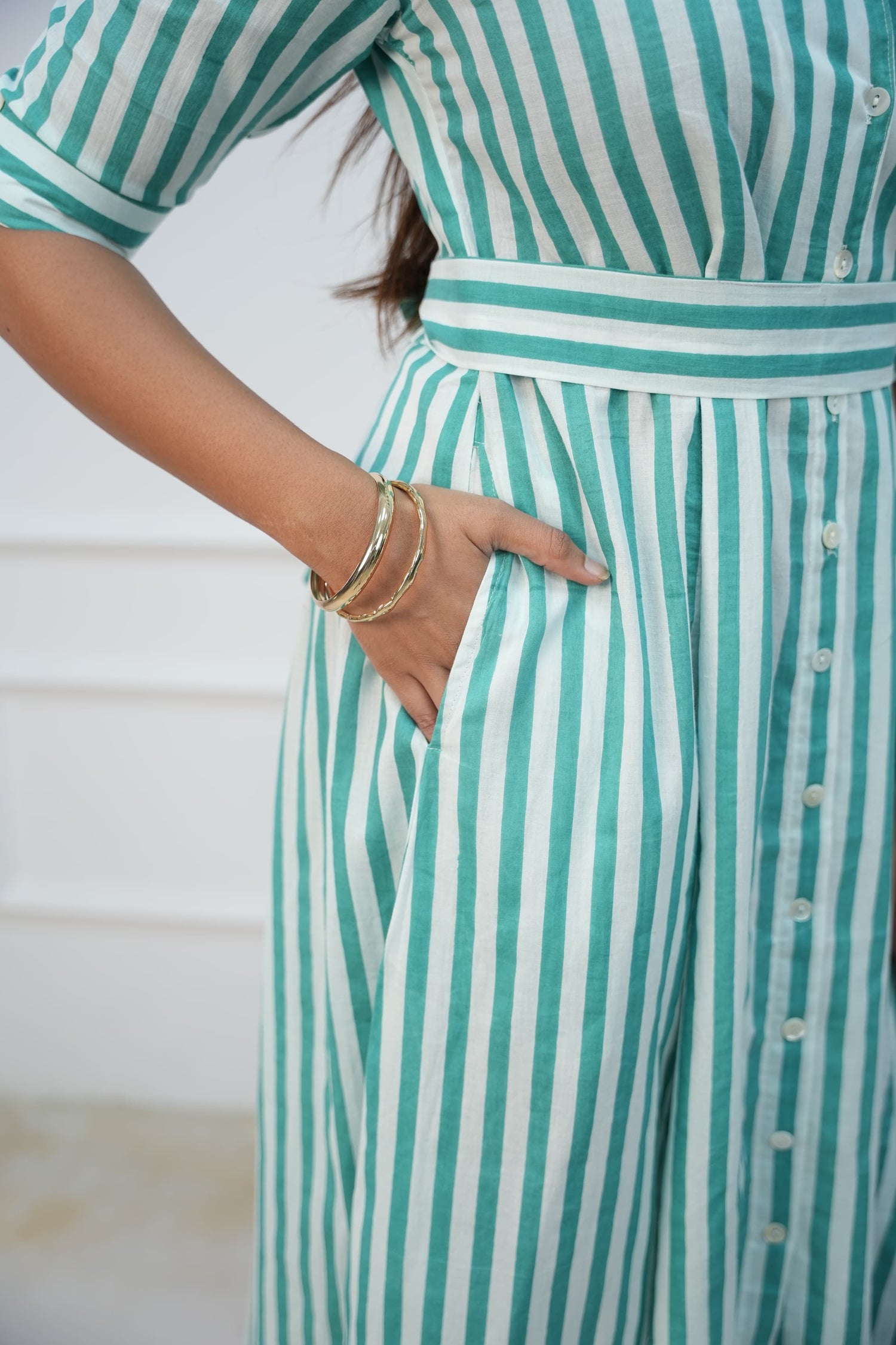 Green Wave Maternity Feeding Frock