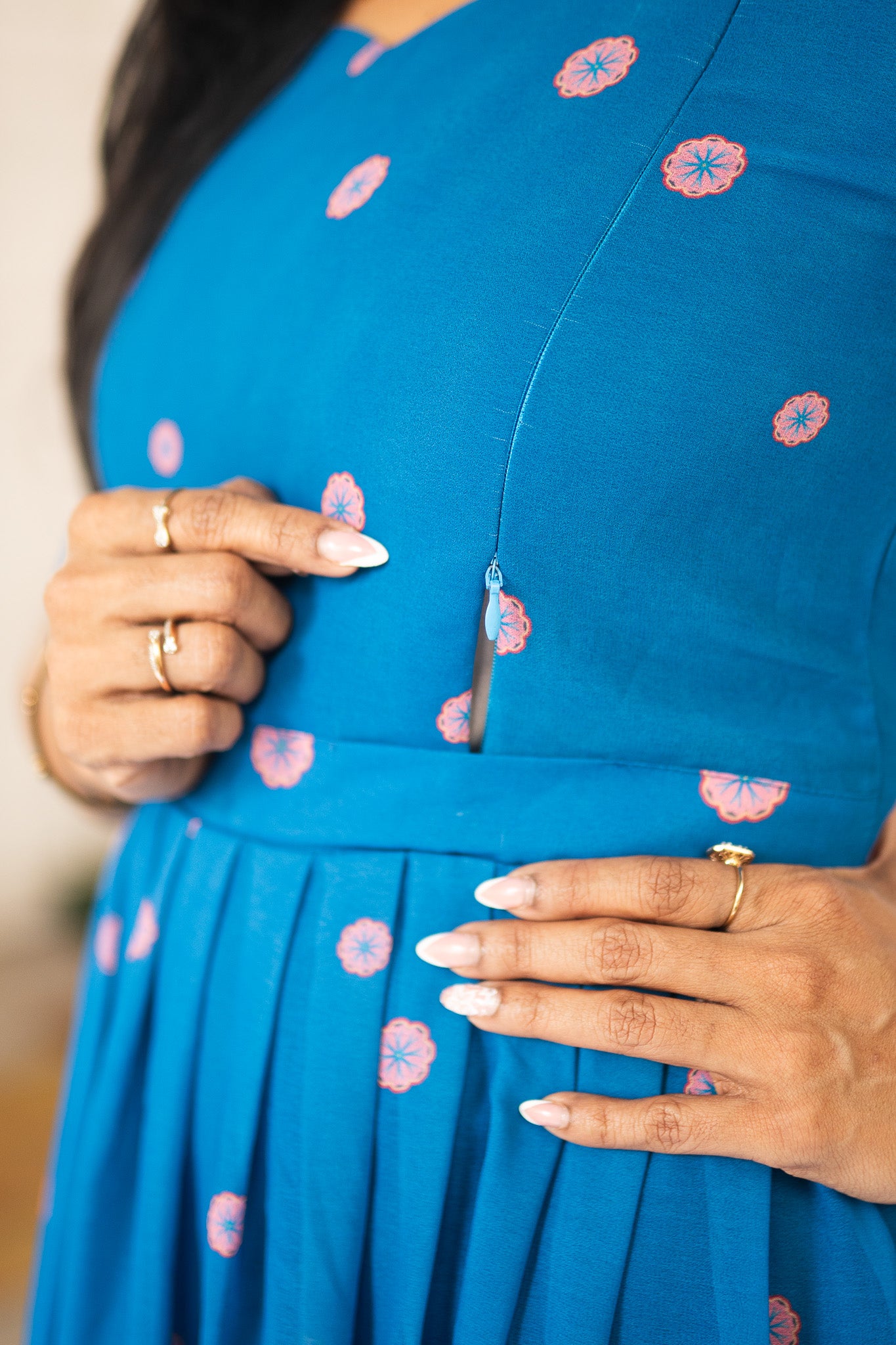 Bloom in blue Maternity Feeding Dress
