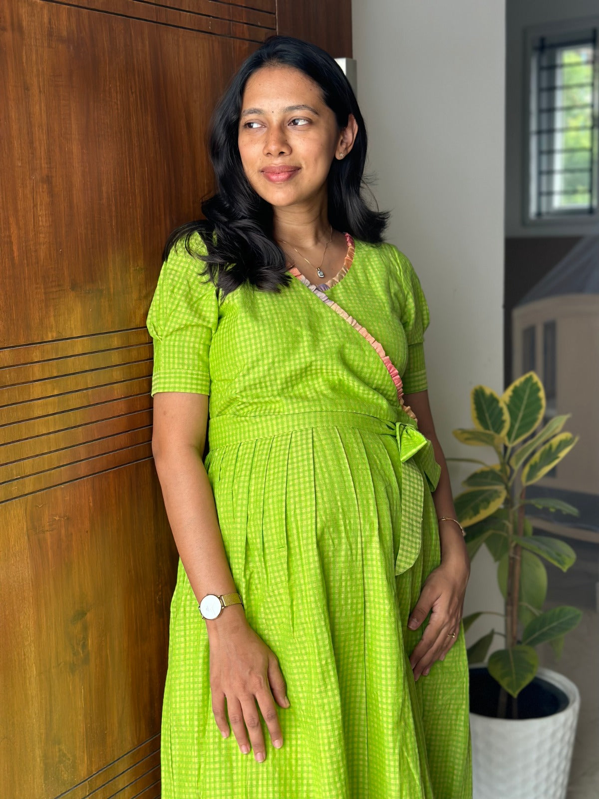 Lime Pop Maternity Feeding Dress
