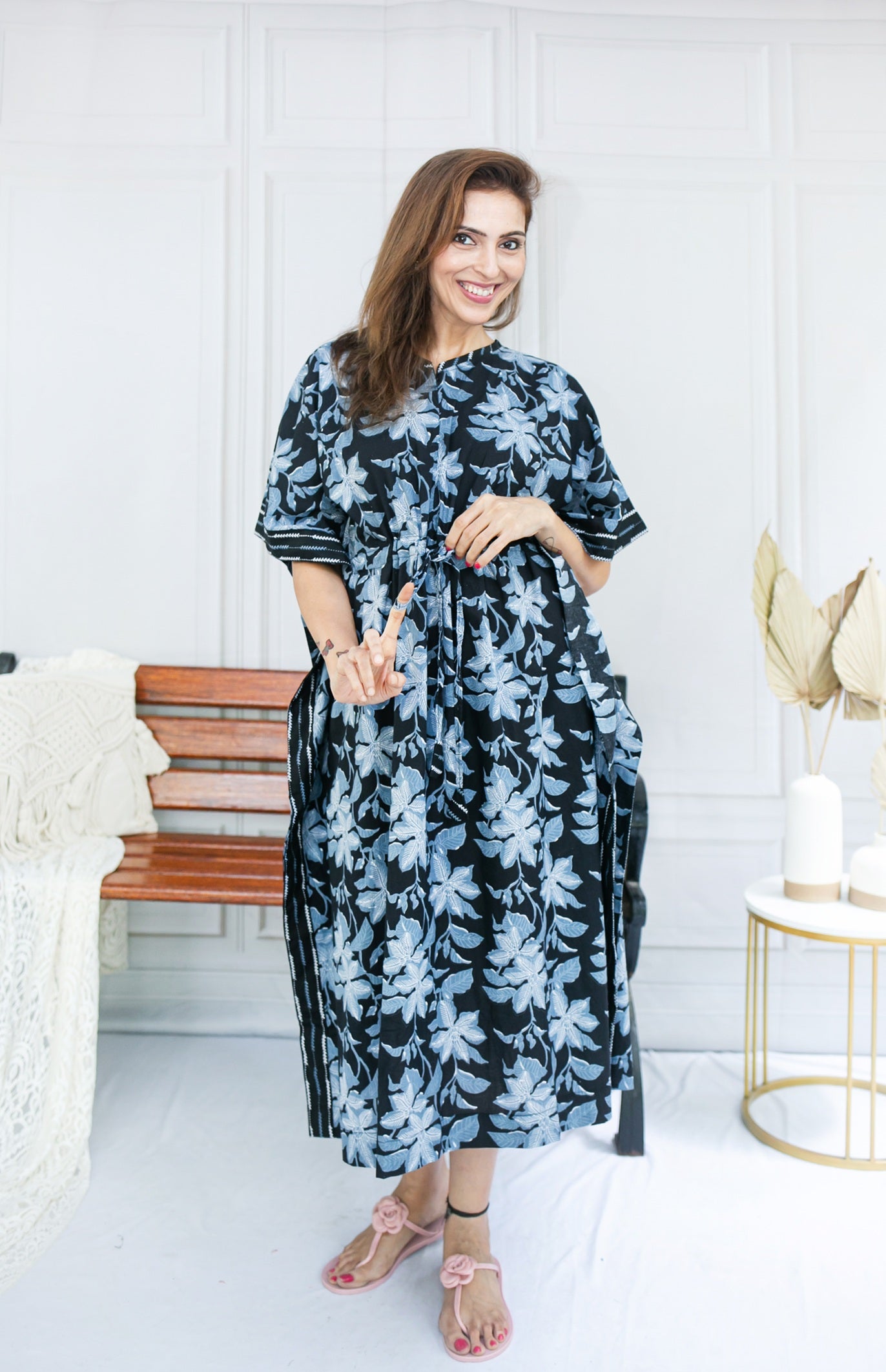 Blue Fern Feeding Kaftan