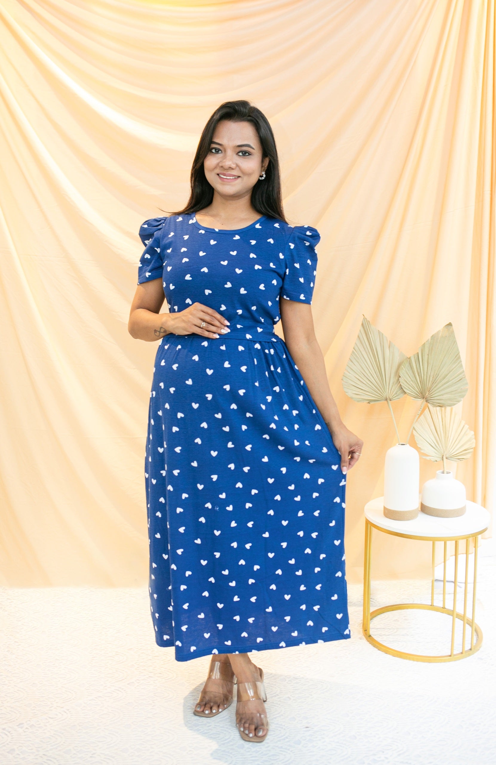 HEARTY BLUE ZIPLESS FEEDING DRESS