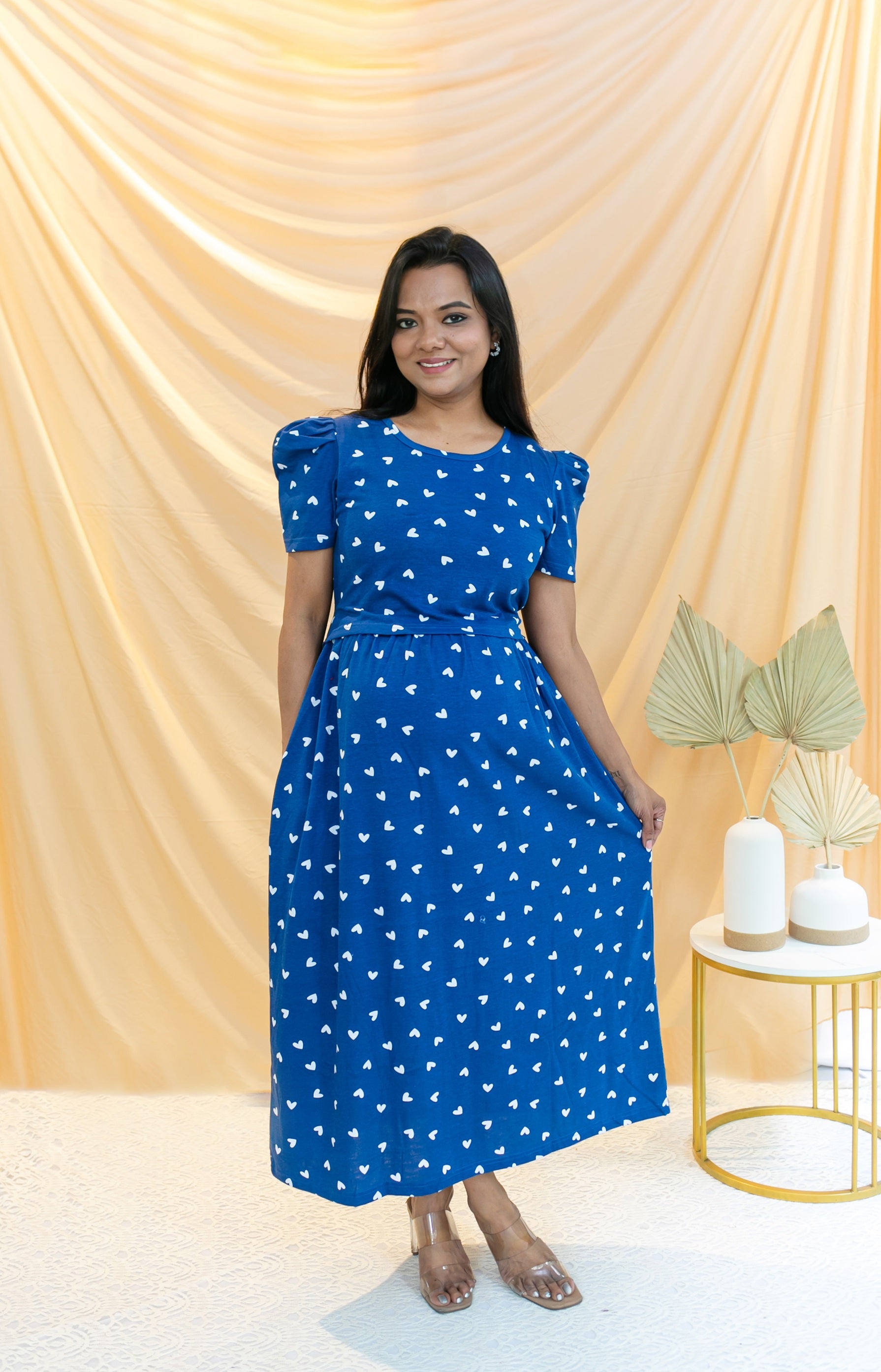 HEARTY BLUE ZIPLESS FEEDING DRESS