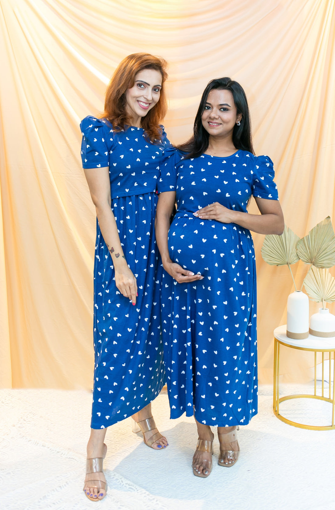 HEARTY BLUE ZIPLESS FEEDING DRESS