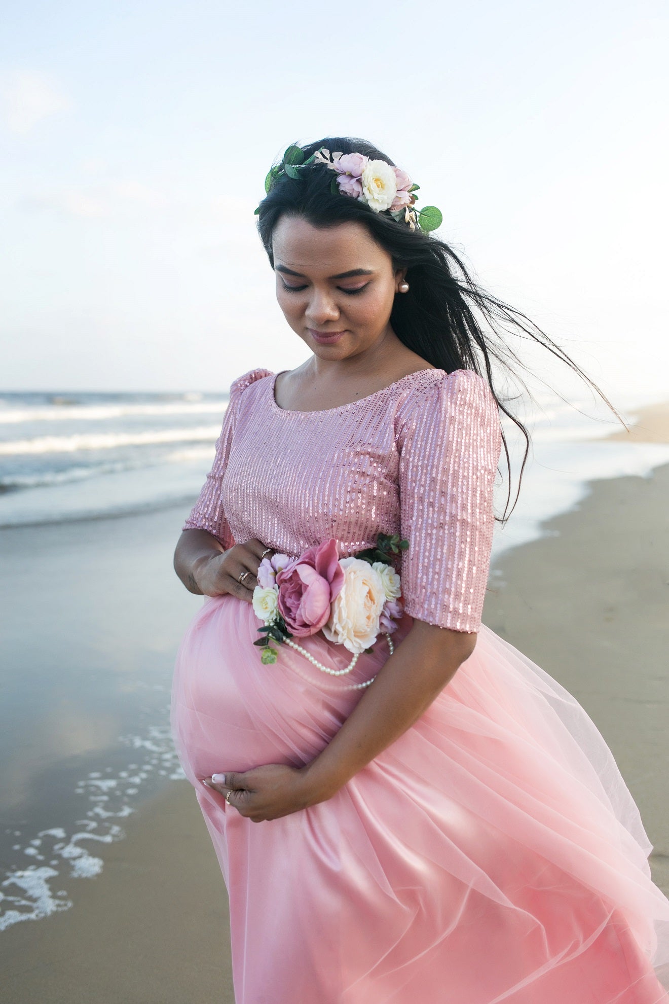 SHIMMER IN PINK MATERNITY CELEBRATION DRESS Purchase and Rental