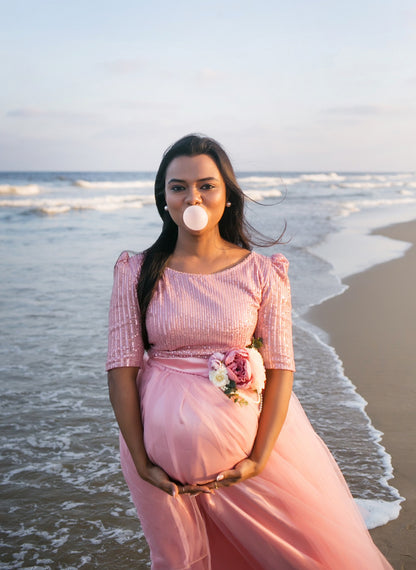 SHIMMER IN PINK MATERNITY CELEBRATION DRESS Purchase and Rental