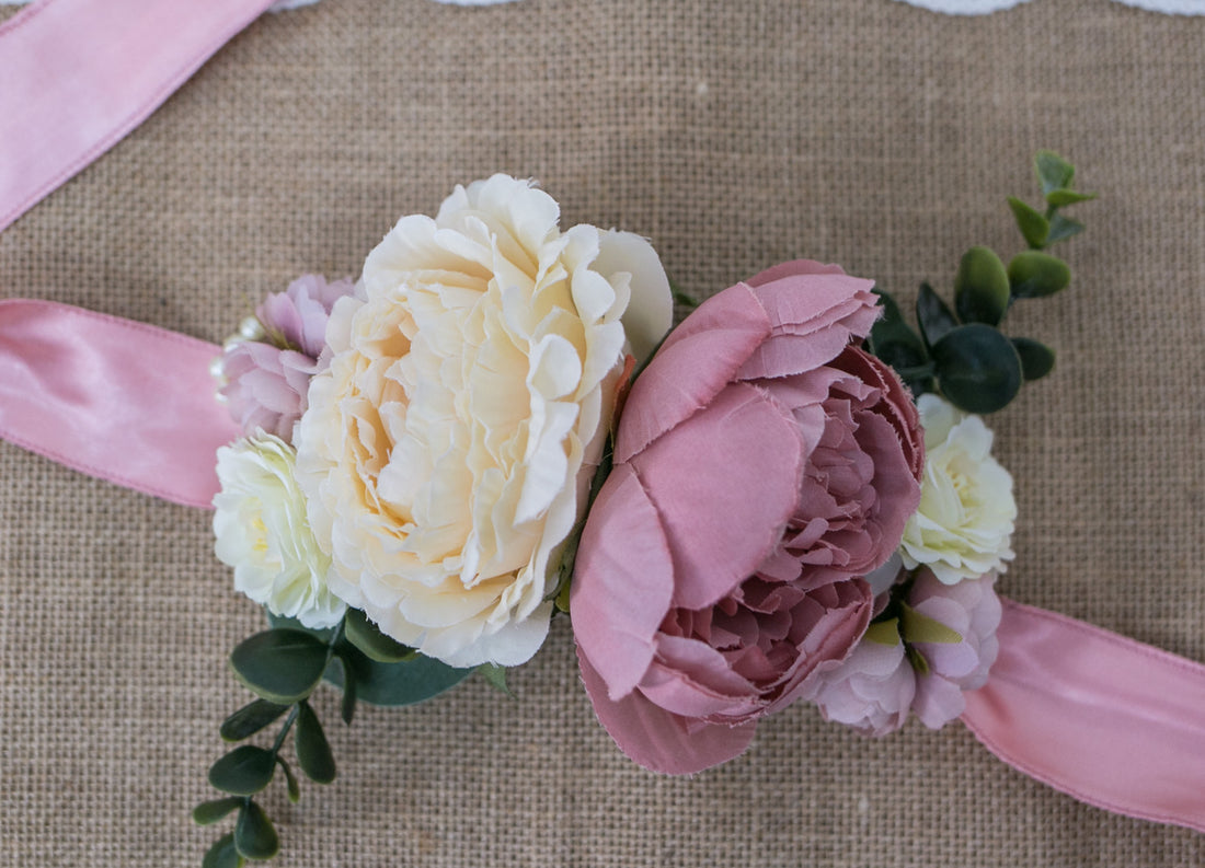 SHIMMER IN PINK FLORAL BUMP BELT AND TIARA