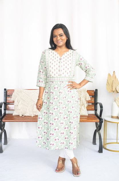 Purple Buds Maternity Feeding Kurta