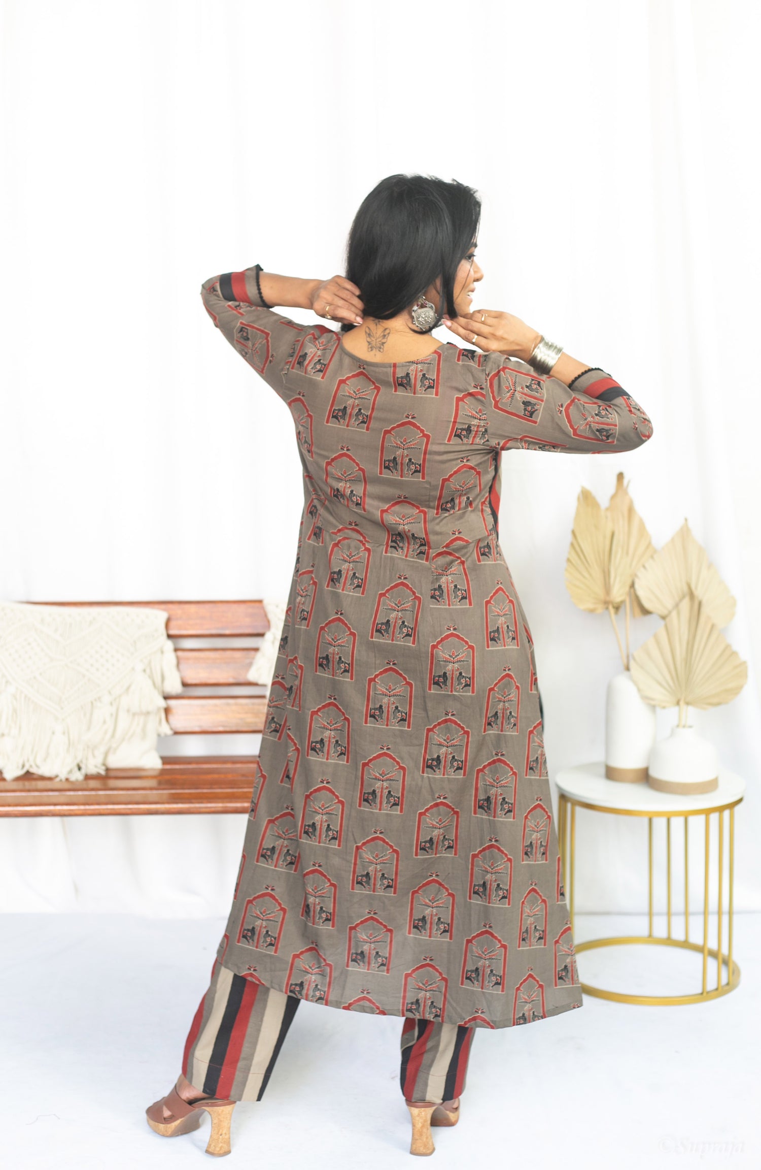 Terracotta Maternity Feeding Kurta Set