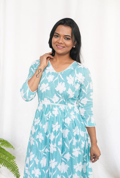 Blue Mist Maternity Feeding Dress