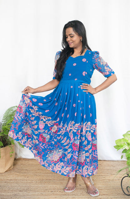 Bloom in blue Maternity Feeding Dress