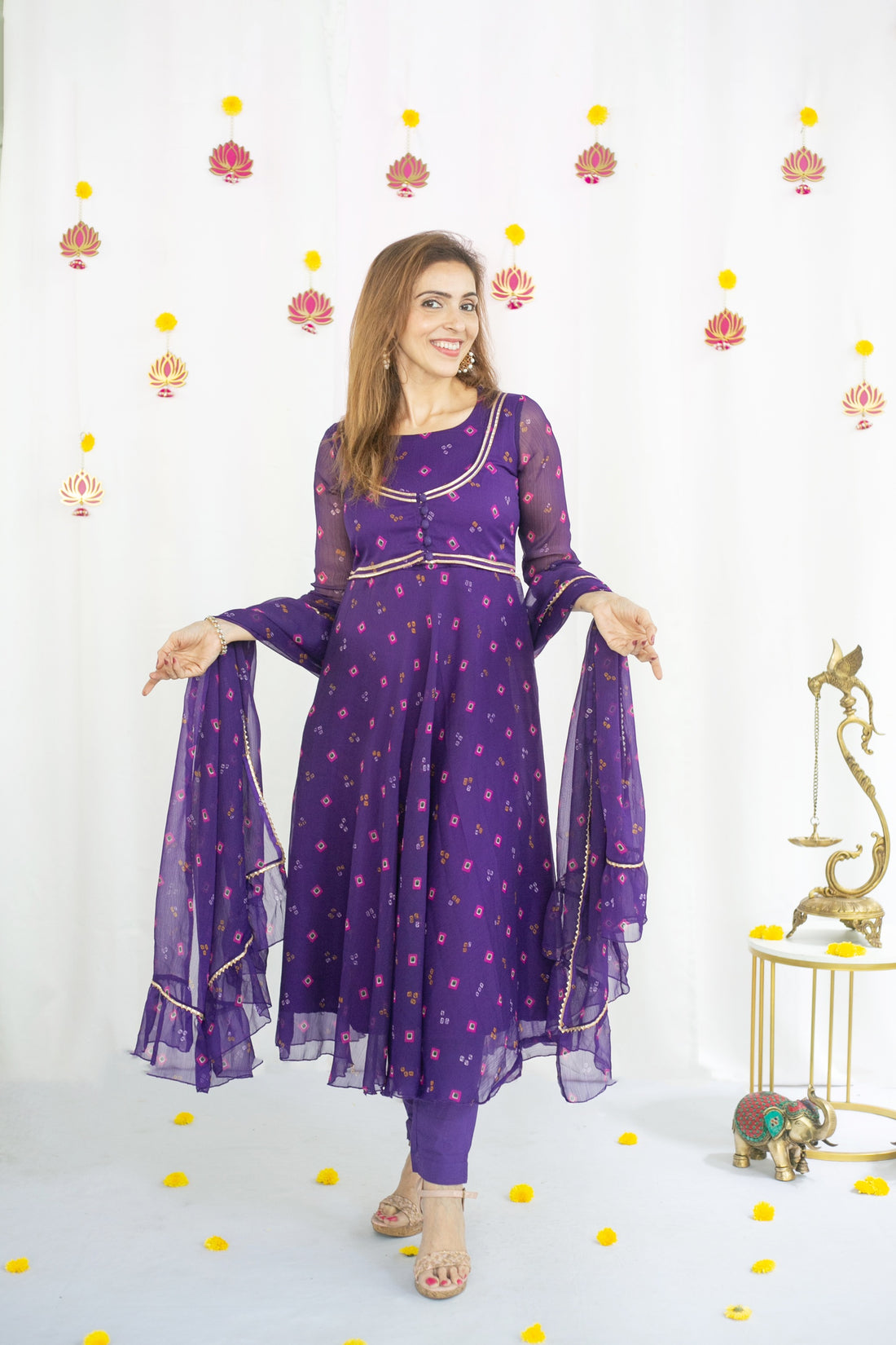 Bandhini Royal Maternity Feeding Anarkali set