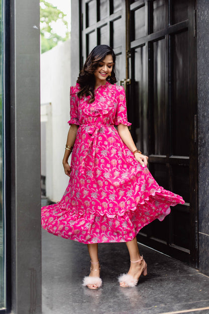 COTTON CANDY Maternity Feeding Georgette FROCK Dress WITH ZIPS