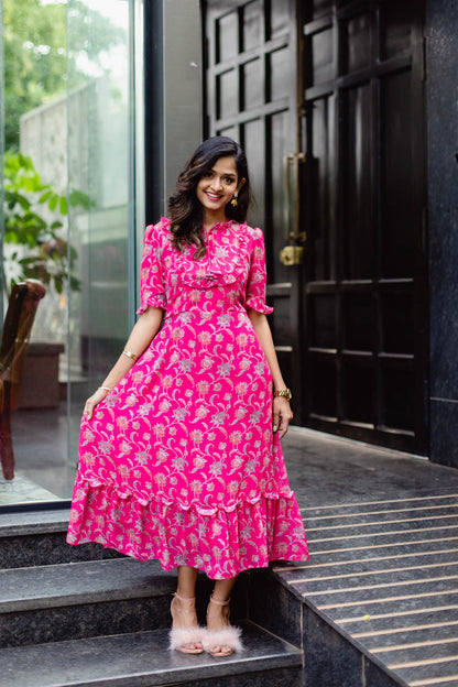 COTTON CANDY Maternity Feeding Georgette FROCK Dress WITH ZIPS