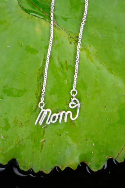 MOM Pendant Silver Necklace