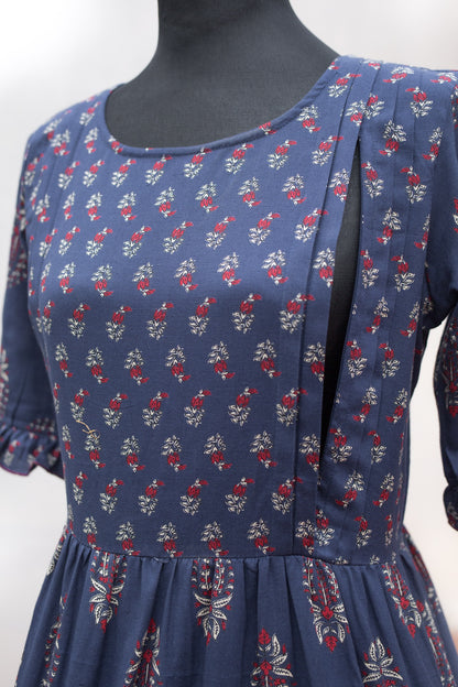 Navy Love Maternity Feeding Dress