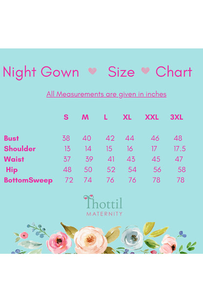 Oriental Bloom Maternity Feeding Night Gown - SIDE ZIPS
