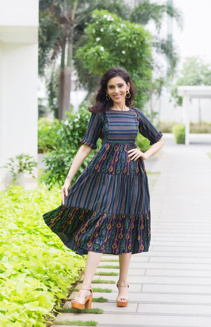 Peacock Flair Maternity Feeding Dress
