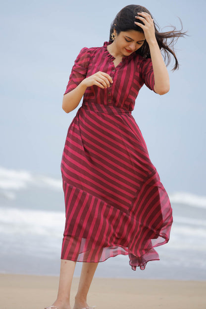 SHADES OF PLUM Maternity Feeding Georgette MAXI Dress WITH ZIPS