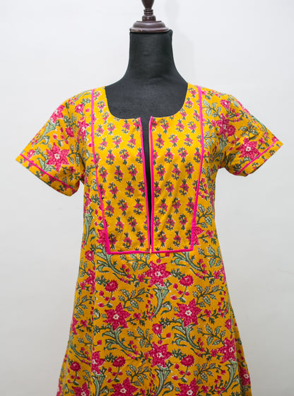 FREESIA Maternity Feeding Night Gown CENTER ZIPS