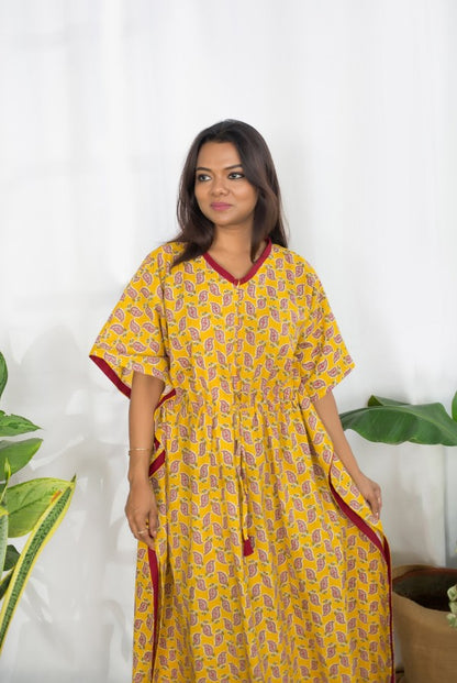 YELLOW PAISLEY KAFTAN MAXI