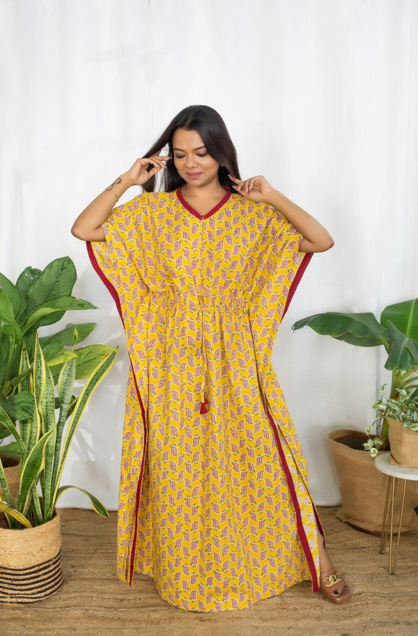 YELLOW PAISLEY KAFTAN MAXI