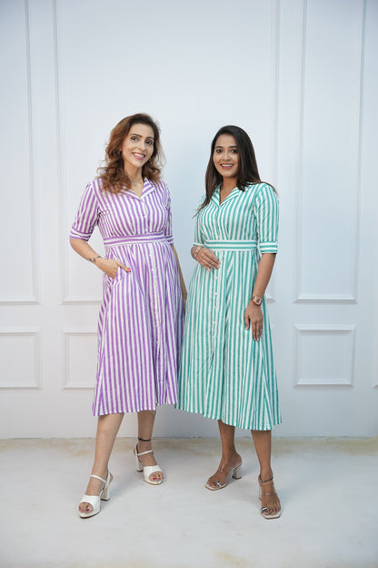 Lavender Wave Maternity Feeding Frock
