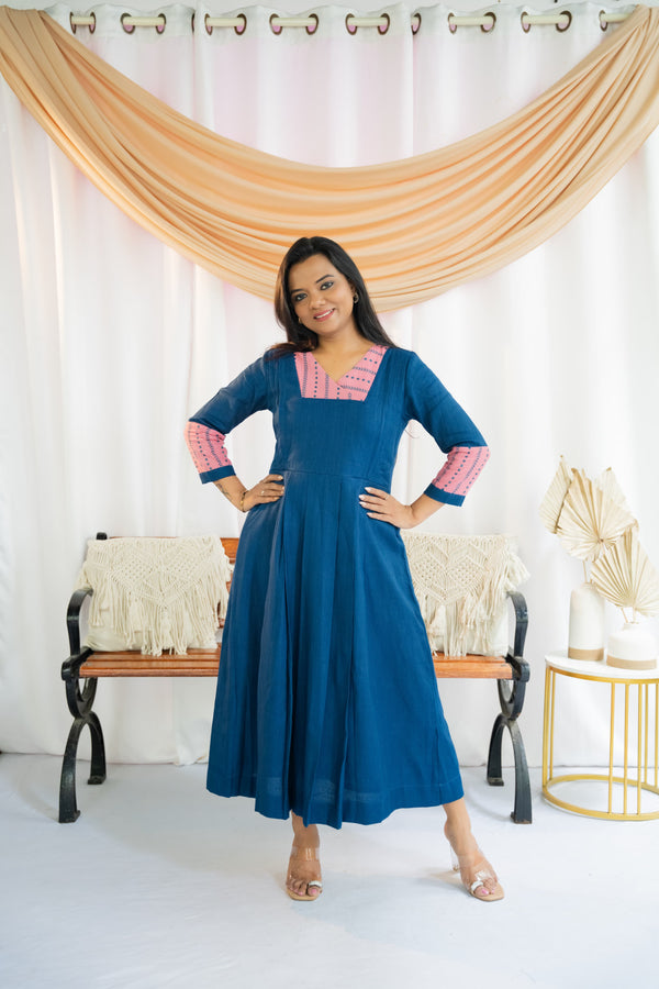 Navy Blush Maternity Feeding Dress