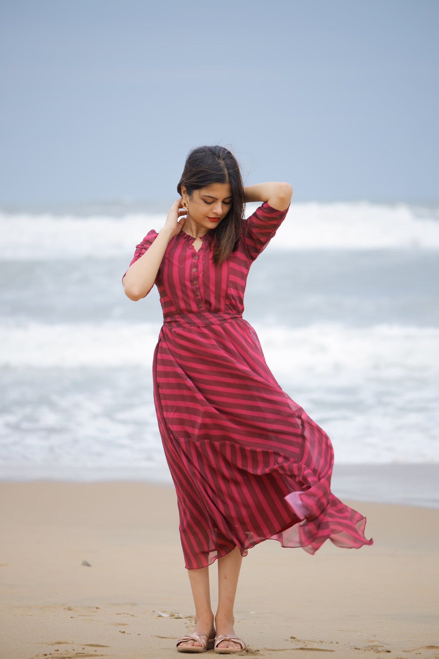 Shades of Plum Maternity Feeding Dress