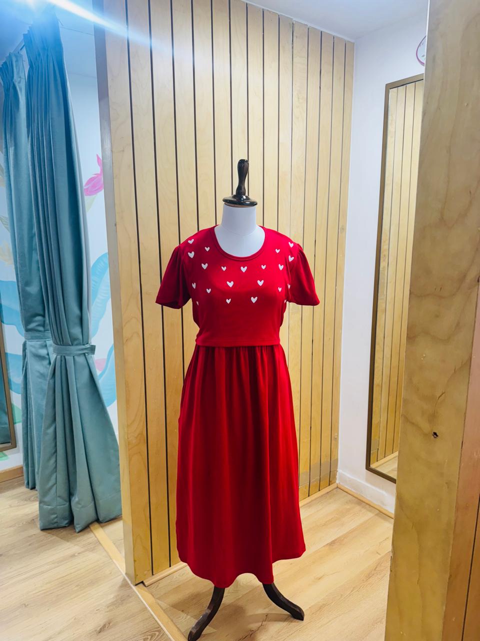 Red Hearts Zipless Feeding Frock