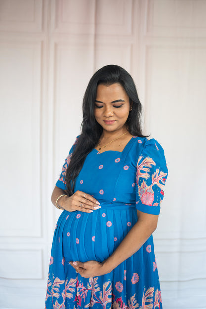 Bloom in blue Maternity Feeding Dress