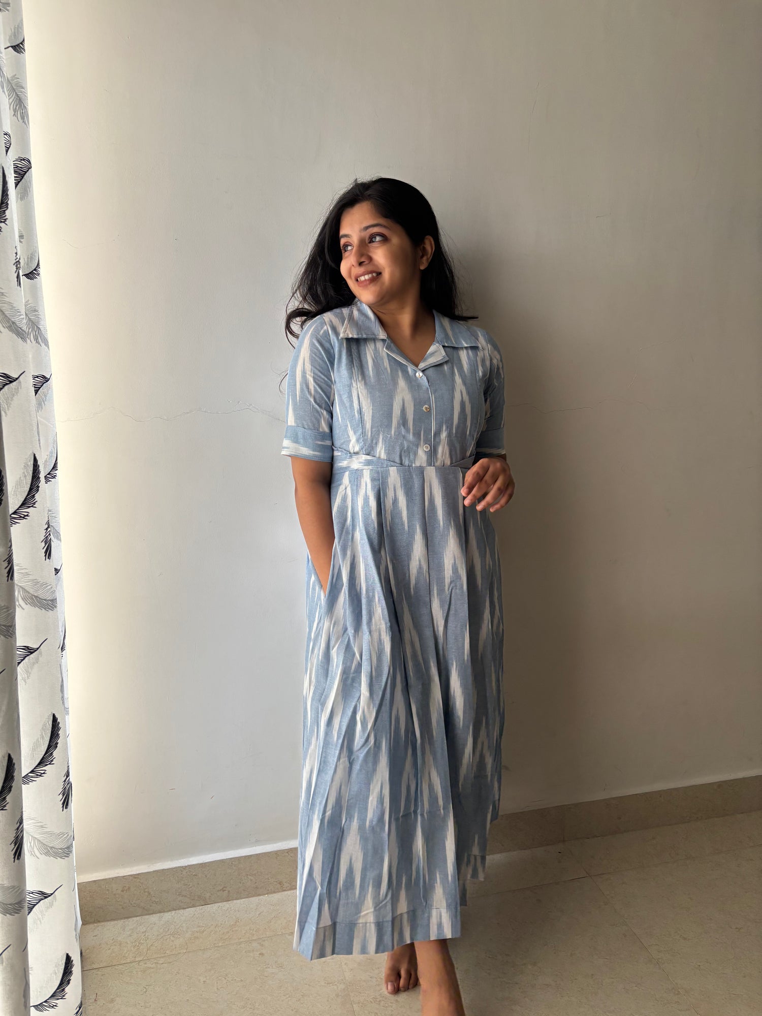 Blue Swirl Maternity Feeding Dress