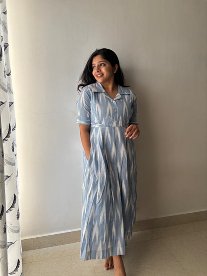 Blue Swirl Maternity Feeding Dress