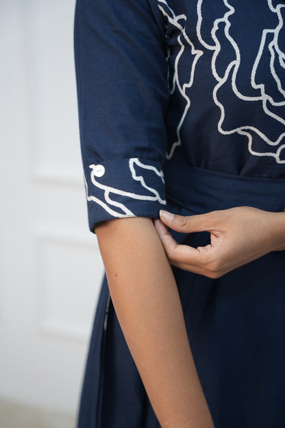 Navy Charm Maternity Feeding Frock
