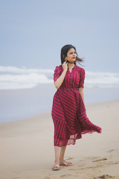 Shades of Plum Maternity Feeding Dress