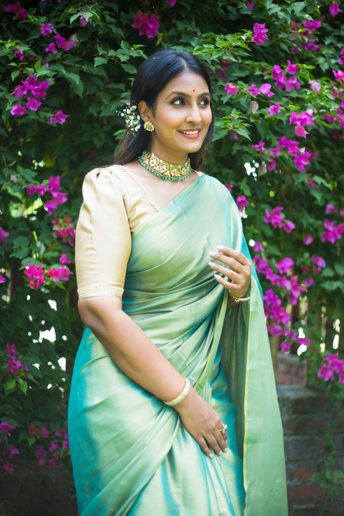 VARNAM Saree With SONA Fully Stitched Feeding Blouse