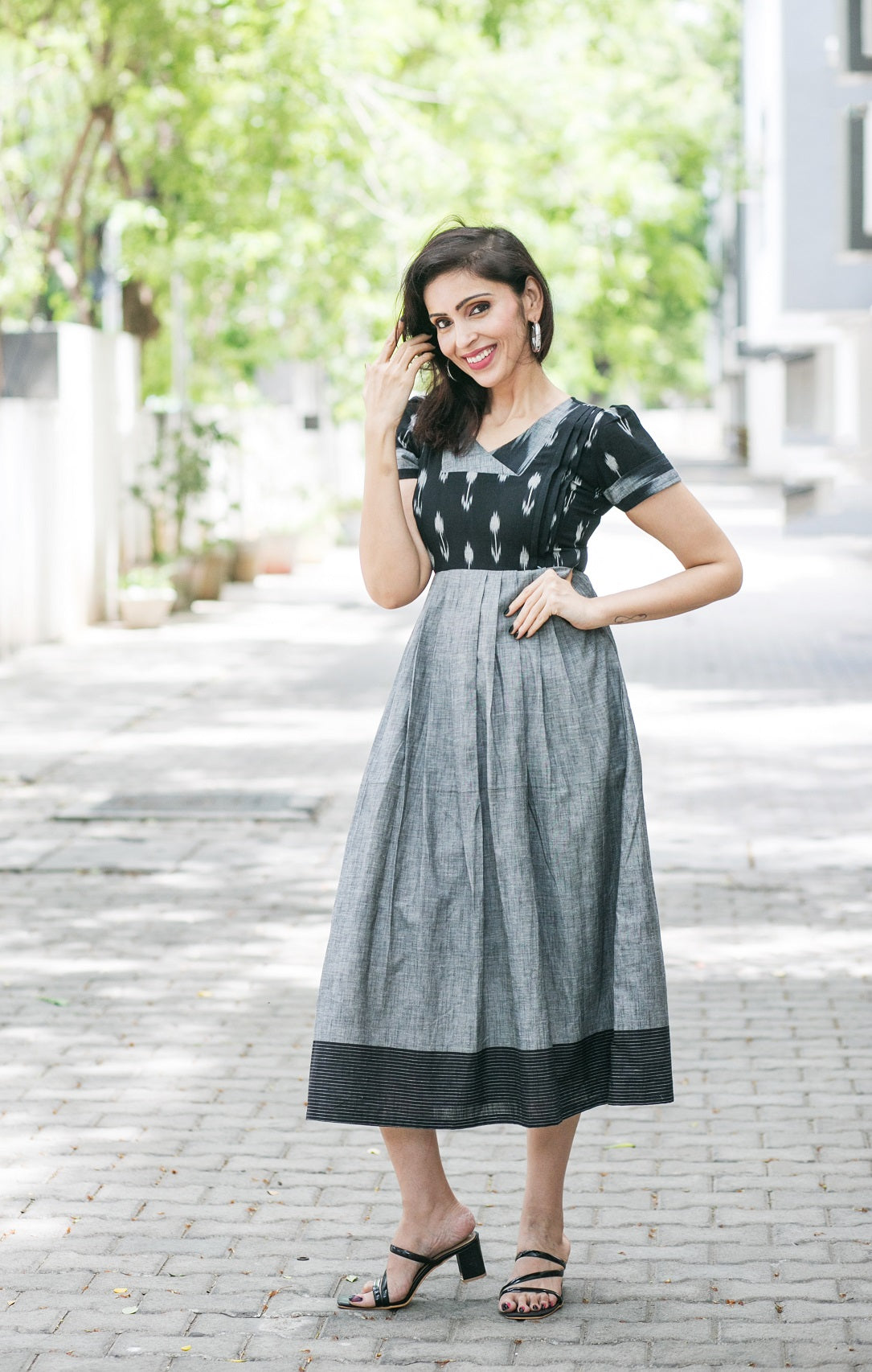 Black n Shades of GREY Maternity Feeding Frock