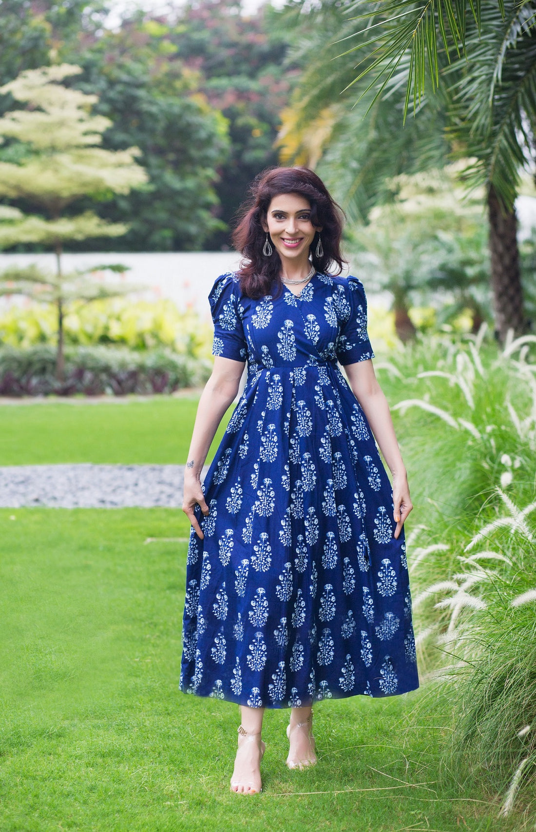 Indigo Chic Maternity Feeding Dress Maxi