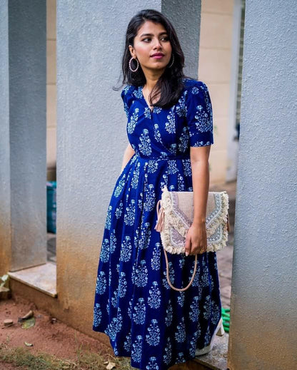 Indigo Chic Maternity Feeding Frock Dress