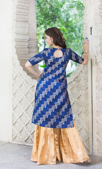 BLUE DIAMOND Brocade Maternity Feeding Kurta Top PRICE DROP